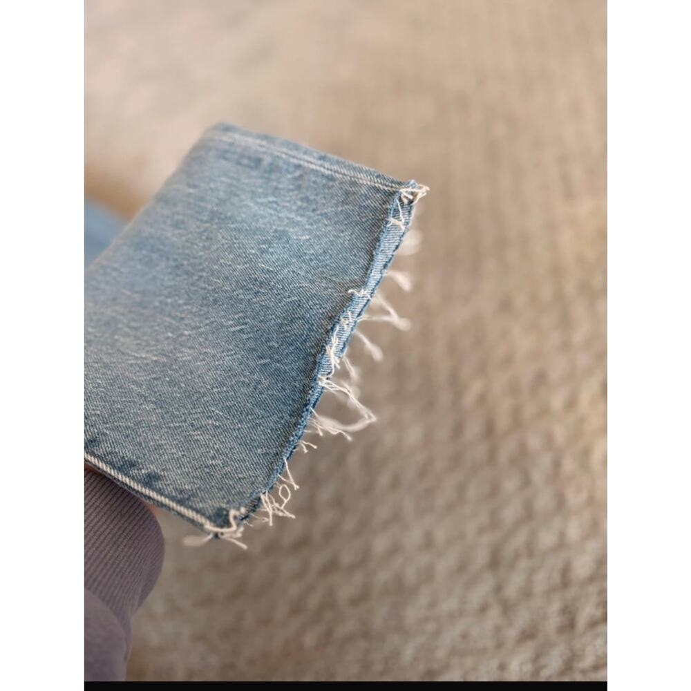 Madewell The High Rise Slim Boy Jean 28  Distressed Straight Leg Raw Hem Jeans - Picture 3 of 9